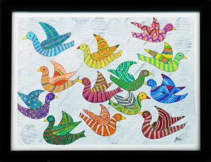 Vibrant Flock of Peace Birds
